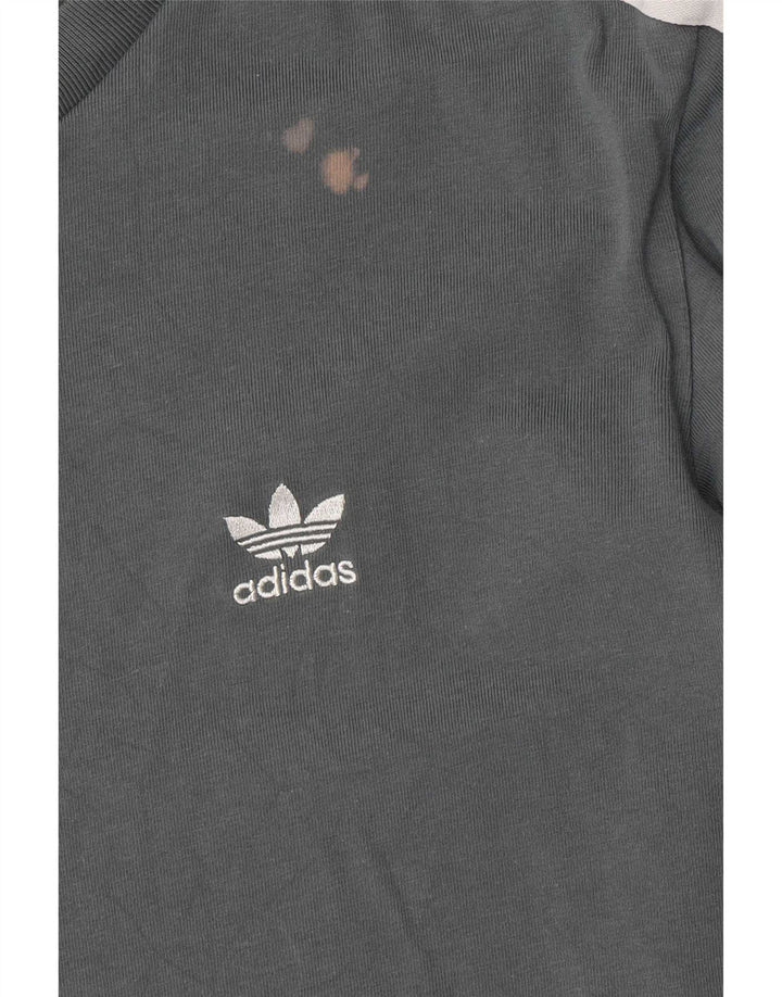 Adidas Damen Top Langarm UK 16 Große graue Baumwolle