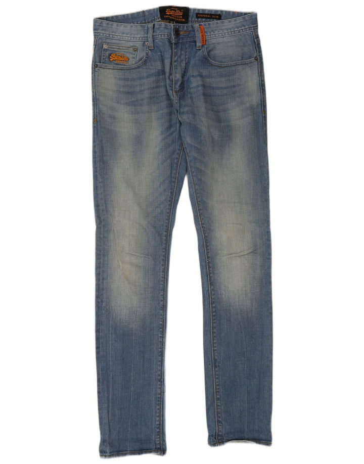 Superdry Herren Corporal Slim Jeans W30 L32 Blaue Baumwolle