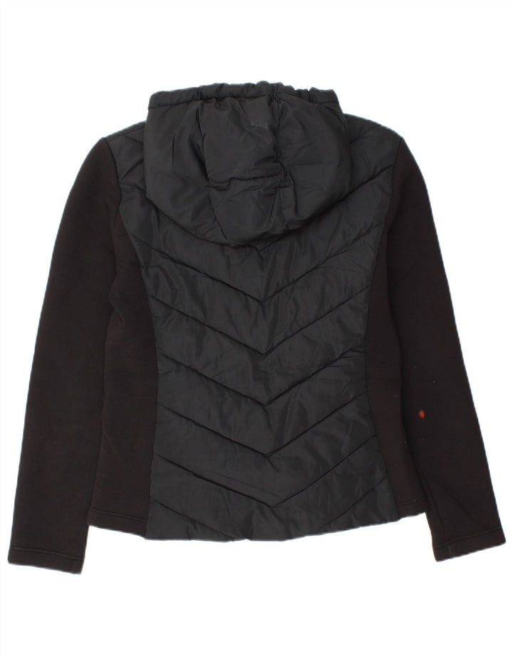 Wattierte Jacke mit Kapuze von Zara, UK 12, Mittelschwarz, Colourblock-Viskose