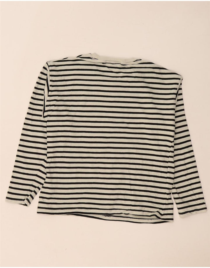 Zara Damen Top Langarm UK 10 Small Weiß gestreift