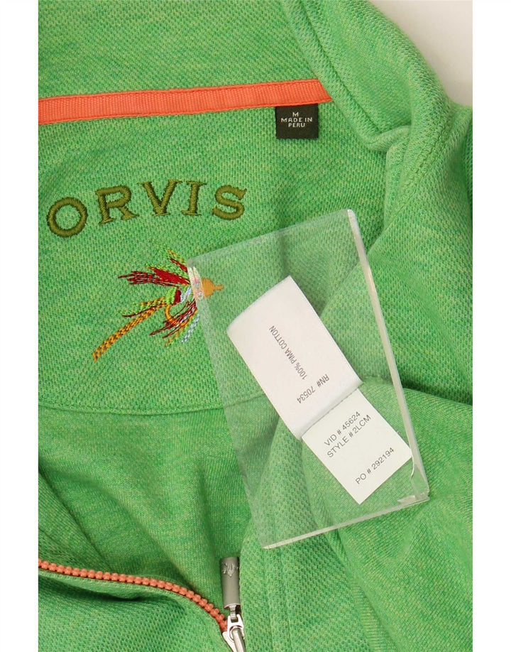 Orvis Herren-Pullover mit Reißverschluss am Hals, mittelgrüne Baumwolle