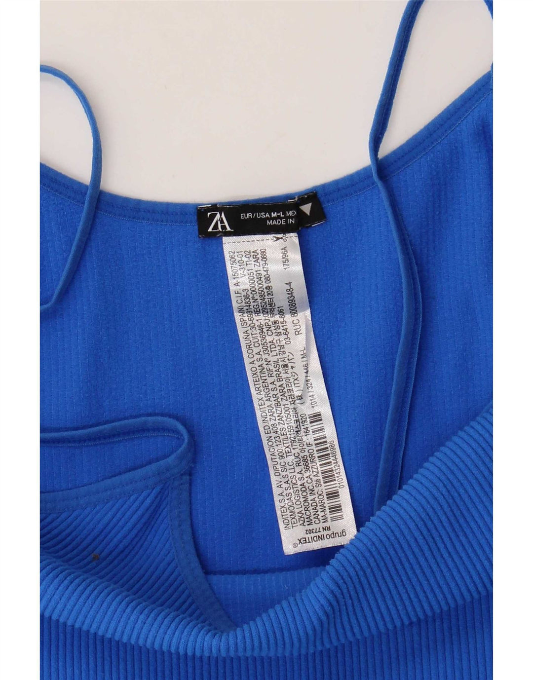 Zara Damen Ärmelloser Playsuit UK 12 Mittelblaues Polyamid