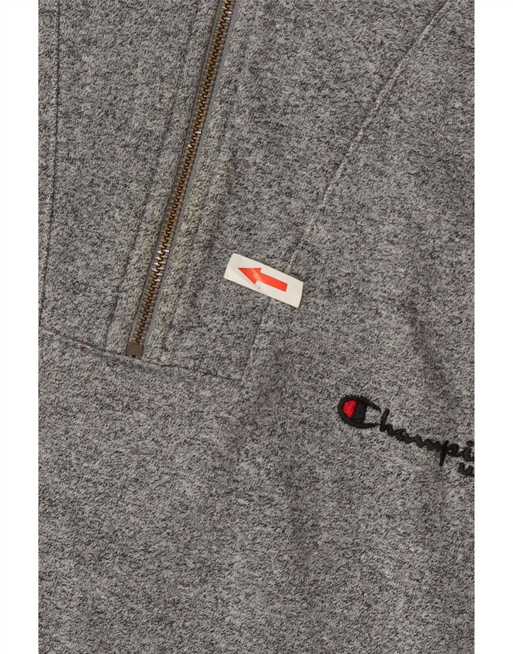 Champion Herren-Sweatshirt mit grafischem Reißverschluss, Größe L, Grau, Farbblock