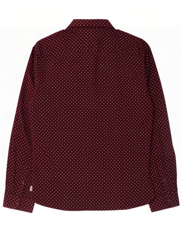 Ted Baker Herrenhemd Größe 6 2XL Kastanienbraun gepunktete Baumwolle