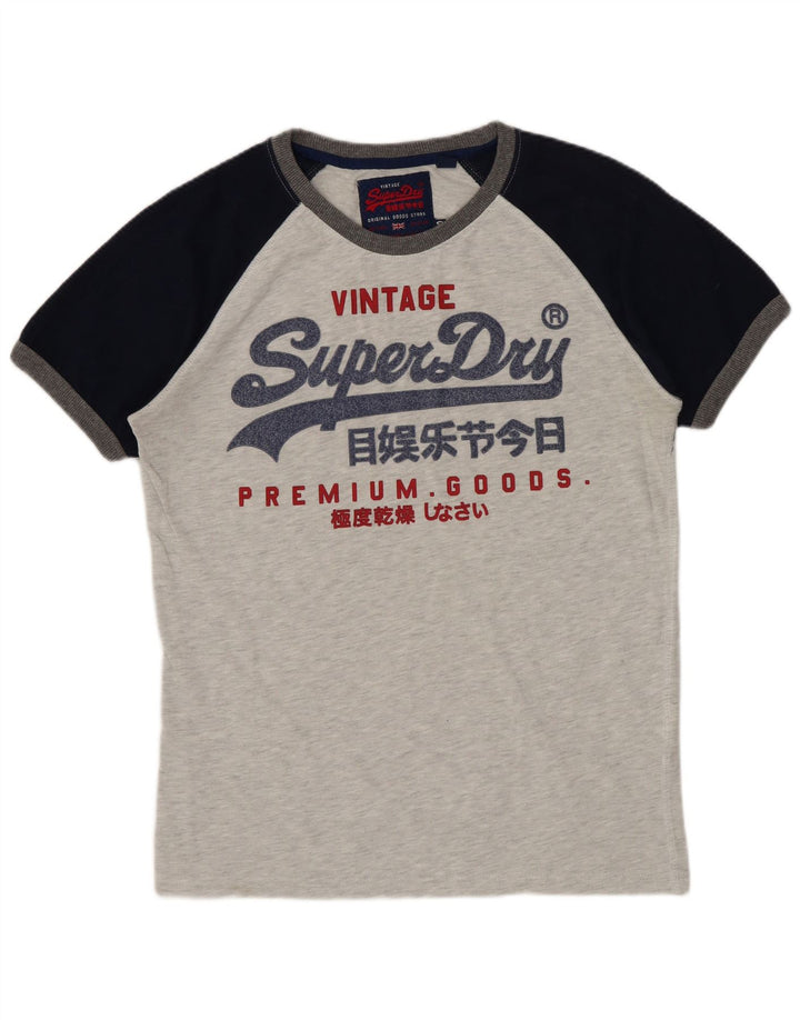 Superdry Herren-T-Shirt mit Grafik, Größe S, Grau, Colourblock-Baumwolle