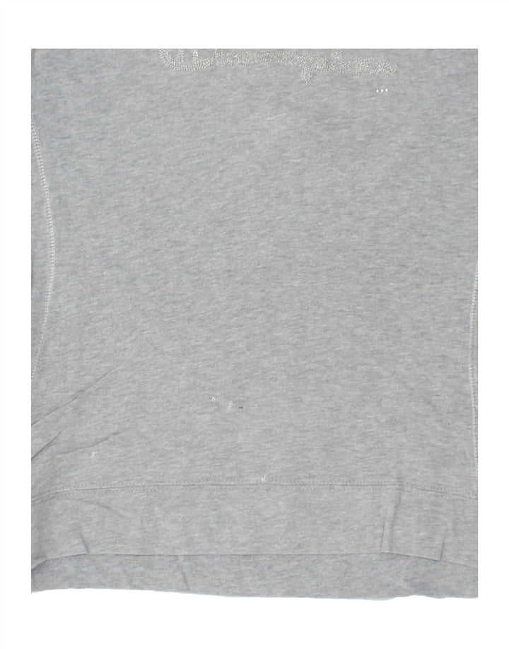 CHAMPION Womens Graphic Top Long Sleeve UK 12 Medium Grey Cotton | Vintage Champion | Thrift | Second-Hand Champion | Used Clothing | Messina Hembry 