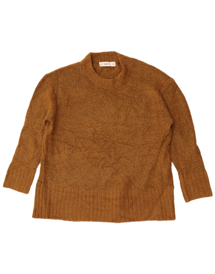 Zara Damen-Pullover, übergroß, Rundhalsausschnitt, Gr. 10, Small Khaki