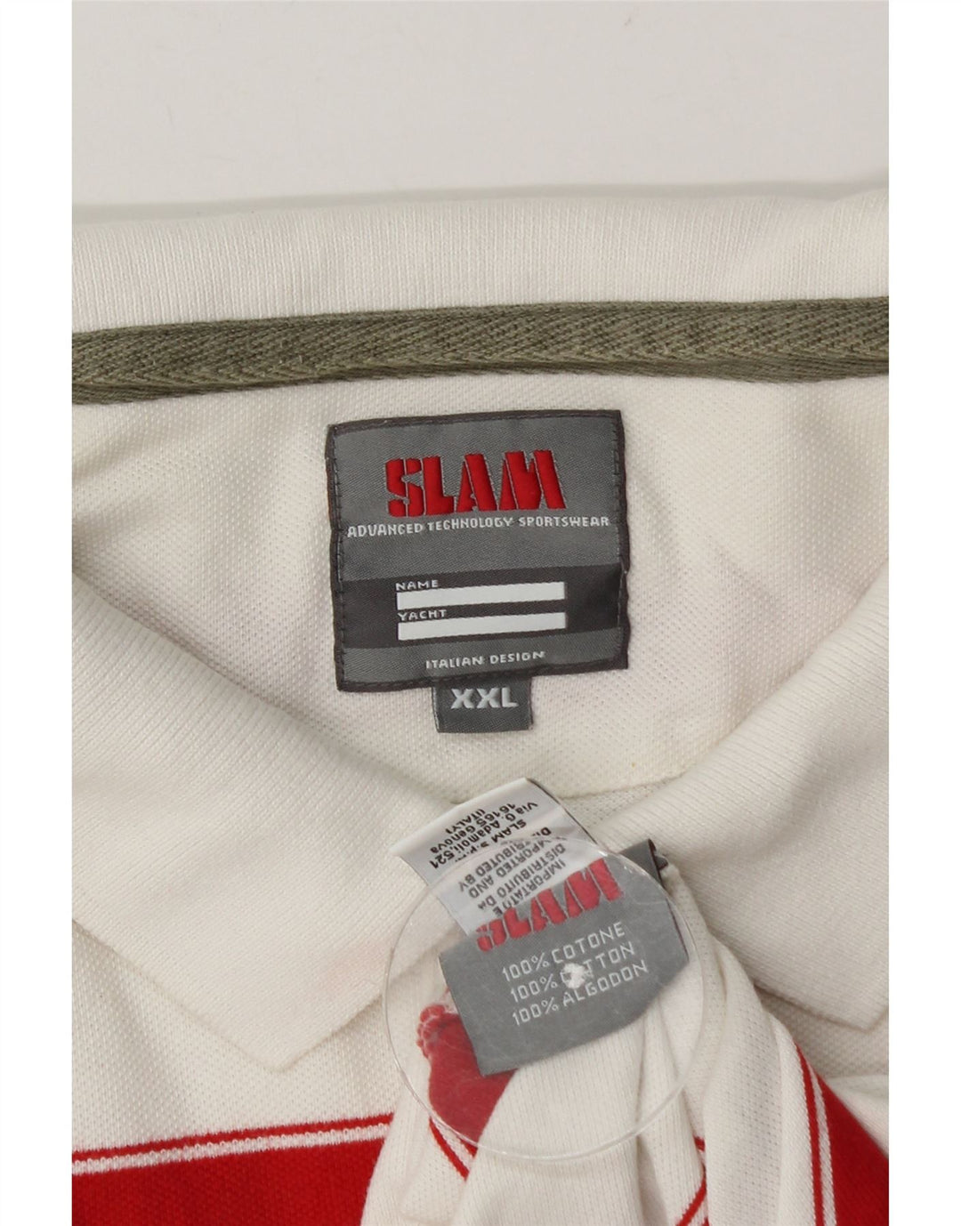 Slam Herren Poloshirt 2XL weiß gestreift aus Baumwolle