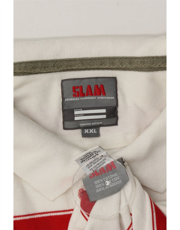 Slam Herren Poloshirt 2XL weiß gestreift aus Baumwolle
