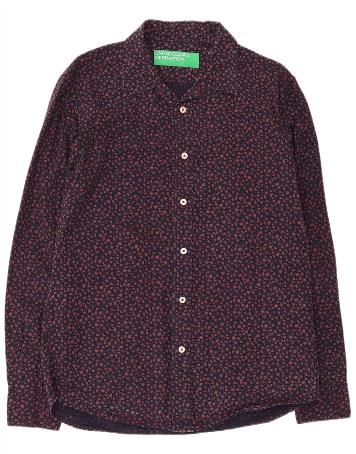 BENETTON Herrenhemd Medium Marineblau mit Blumenmuster
