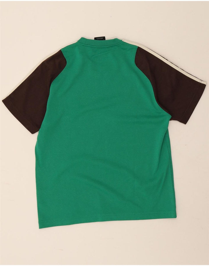 Adidas Herren T-Shirt Top Mittelgrüne Colourblock-Baumwolle