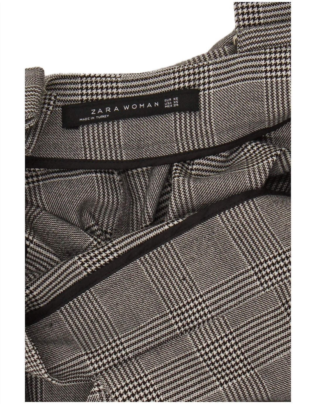 ZARA Womens Wide Leg Crop Dungarees Trousers XS W24 L23 Grey Check