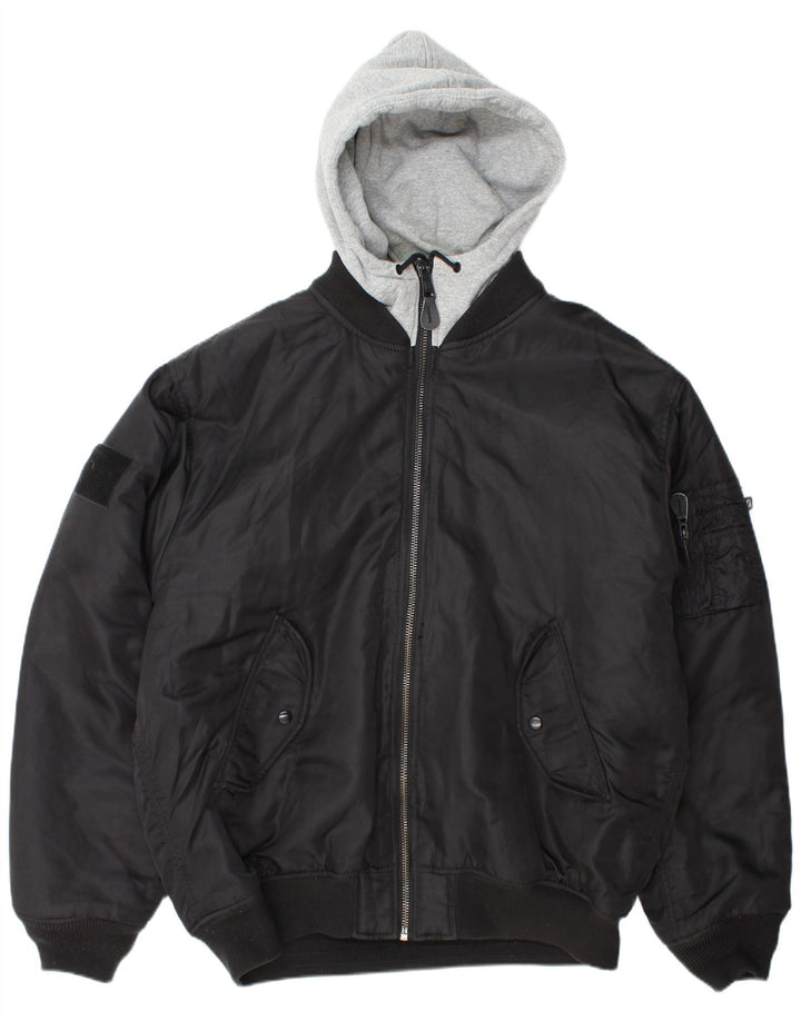 BRANDIT Herren-Bomberjacke mit Kapuze, UK 46 3XL, schwarzes Nylon