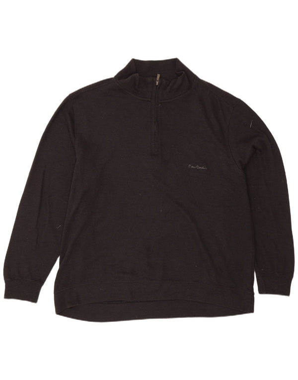 Pierre Cardin Herren-Sweatshirt mit Reißverschluss am Hals, 4XL, schwarze Baumwolle
