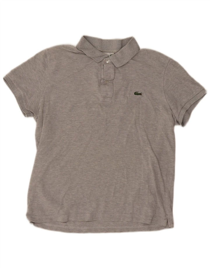 Lacoste Herren-Poloshirt in schmaler Passform, Größe 4, mittelgraue Baumwolle