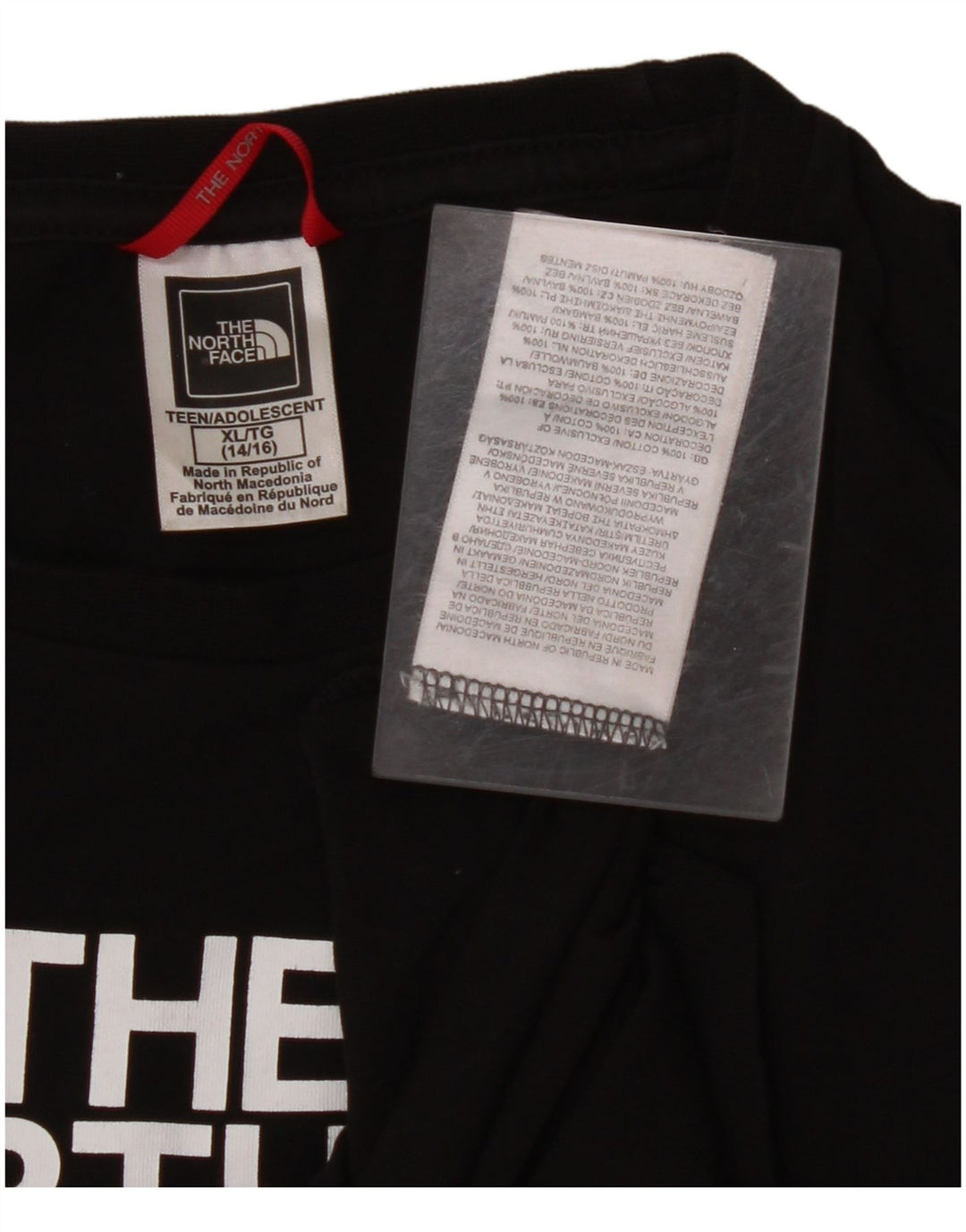 THE NORTH FACE Mädchen-Grafik-Top, langärmelig, 14–15 Jahre, XL, schwarze Baumwolle