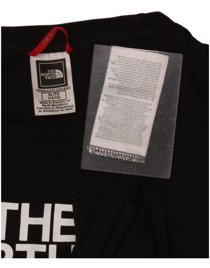 THE NORTH FACE Mädchen-Grafik-Top, langärmelig, 14–15 Jahre, XL, schwarze Baumwolle