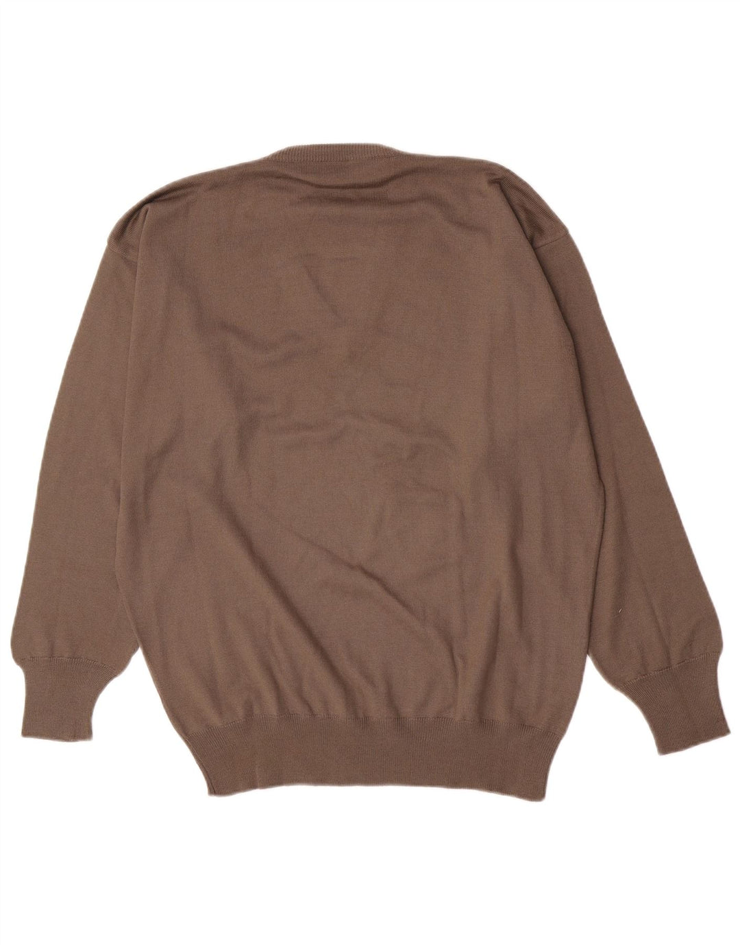 Trussardi Herren-Pullover mit V-Ausschnitt, groß, braune Schurwolle