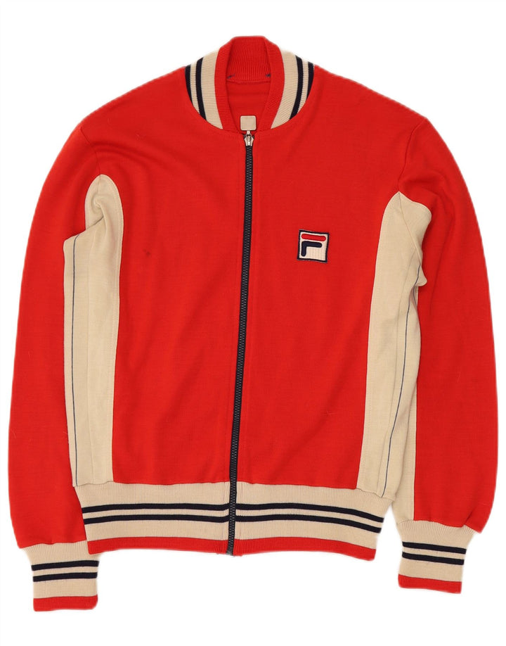 FILA Damen-Trainingsanzug-Top-Jacke IT 50 XL, rotes Farbblock-Acryl