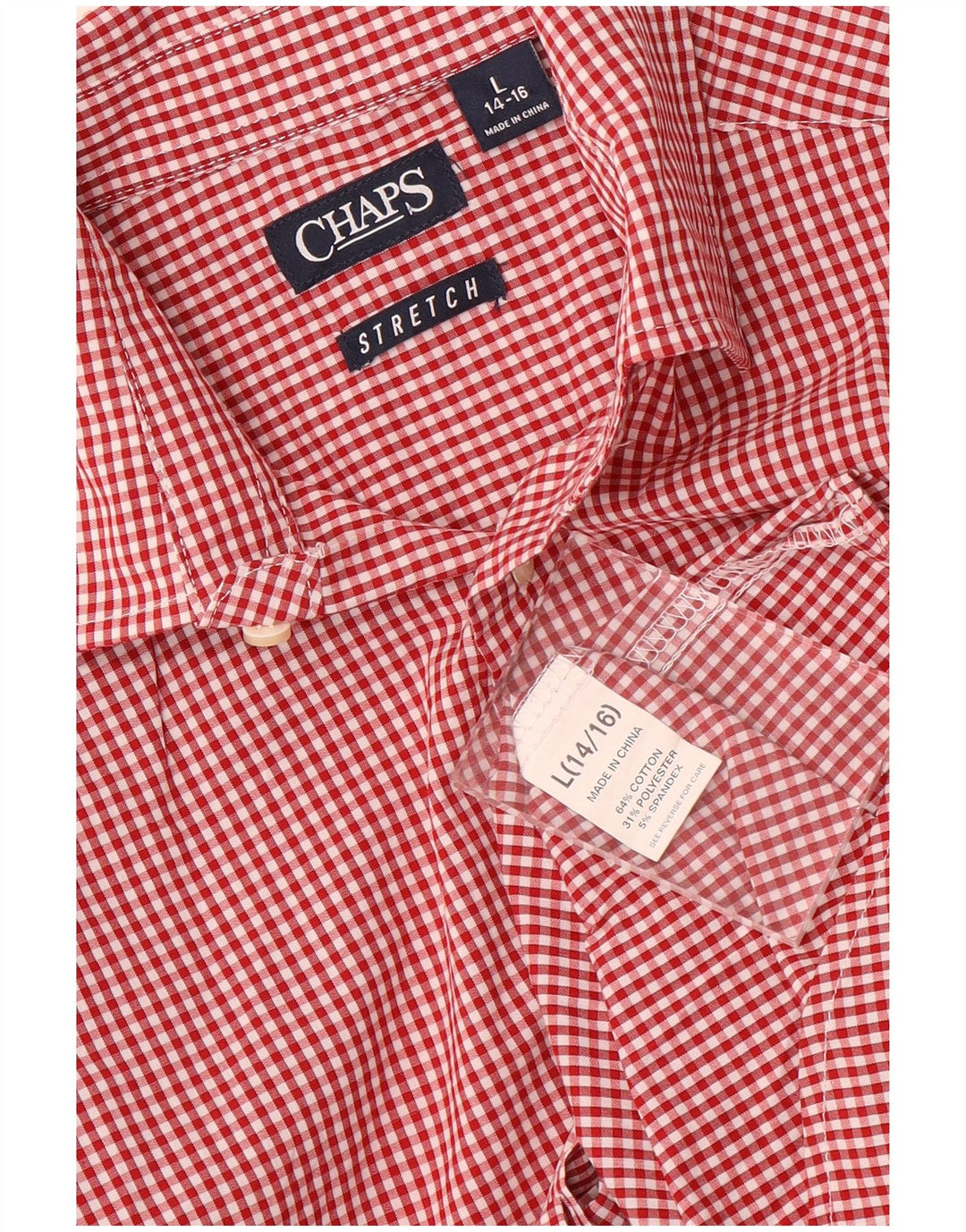 Chaps Stretch-Hemd für Jungen, 12–13 Jahre, groß, rotes Gingham-Baumwolle
