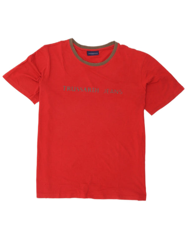 Trussardi Damen-T-Shirt mit Grafik, UK 18, XL, Rot, Farbblock