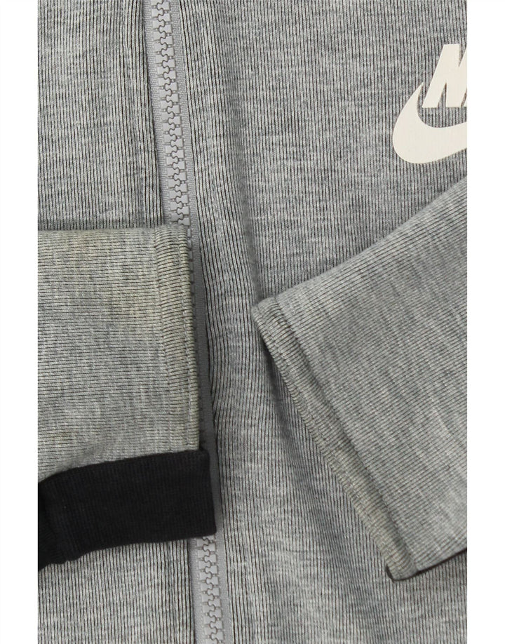 NIKE Herren-Kapuzenpullover mit Reißverschluss, mittelgraue Colourblock-Baumwolle