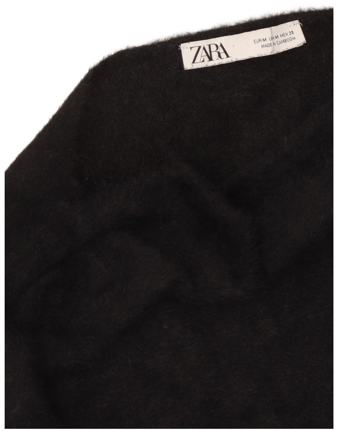Zara Damen Crop Top Langarm UK 14 Medium Schwarz