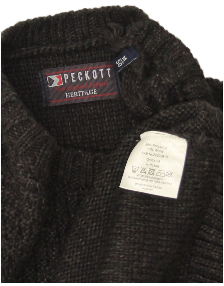 Peckott Herren Heritage Pullover mit Rundhalsausschnitt Mittelgraues Polyacryl