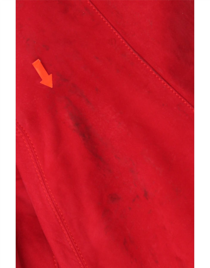 Vintage Damen Übergroßer Wildledermantel UK 14 Mittelrotes Leder