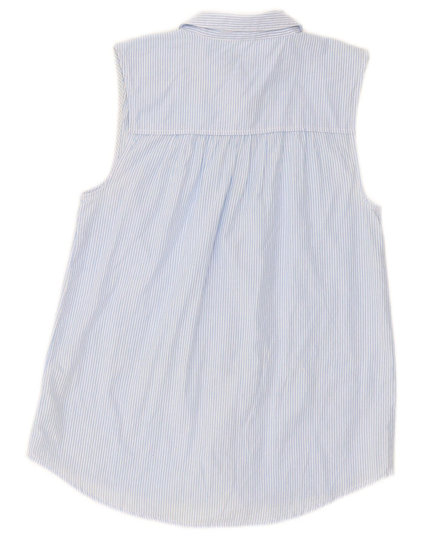 Jack Wills Damen ärmelloses Hemd UK 10 Small Blue Nadelstreifen Baumwolle