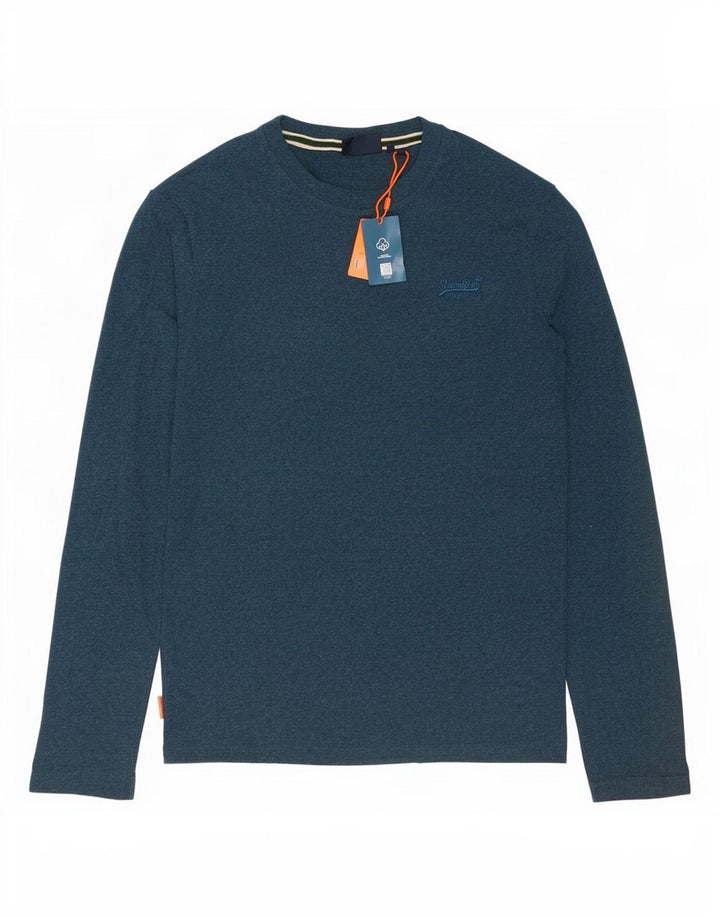 Superdry Herren-Langarmoberteil aus mittelblauer Baumwolle