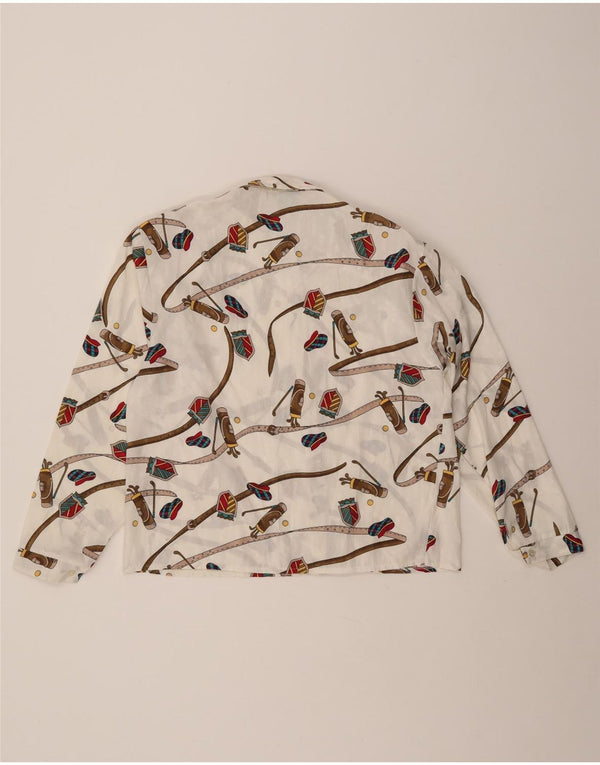 CANDA Damen-Hemdbluse mit abstraktem Muster, Größe 46, groß, aus weißem Polyester