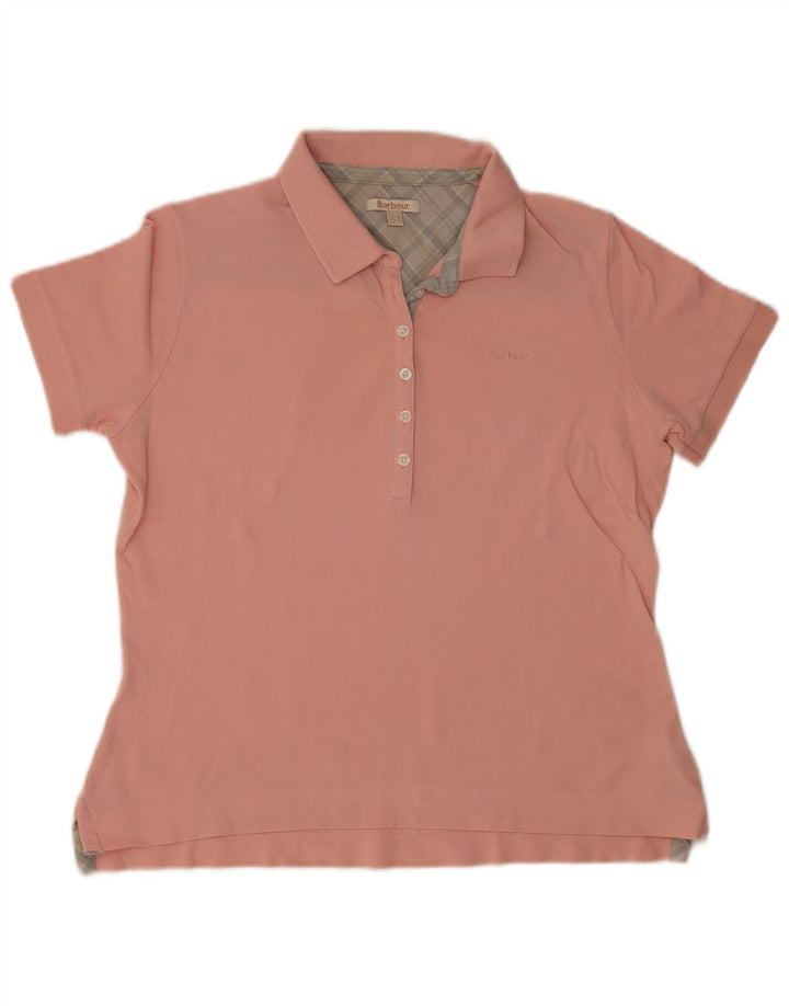 Barbour Damen Poloshirt UK 14 Große rosa Baumwolle