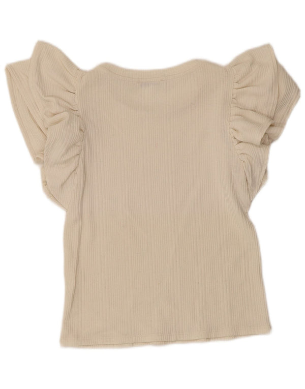 Zara Damen Crop Bluse Top UK 12 Medium Beige
