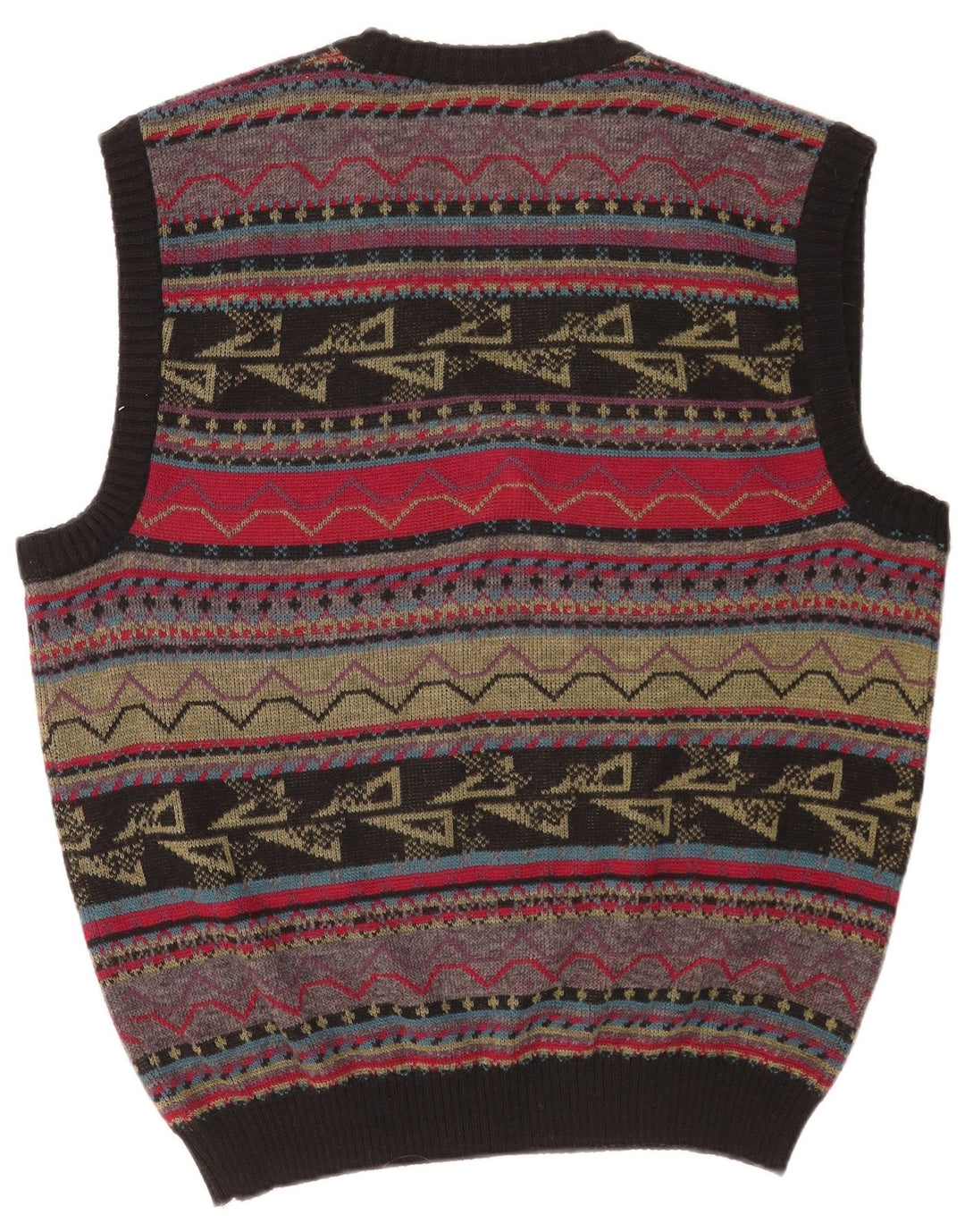 Vintage Herren Weste Tank Top Großes mehrfarbiges geometrisches Acryl