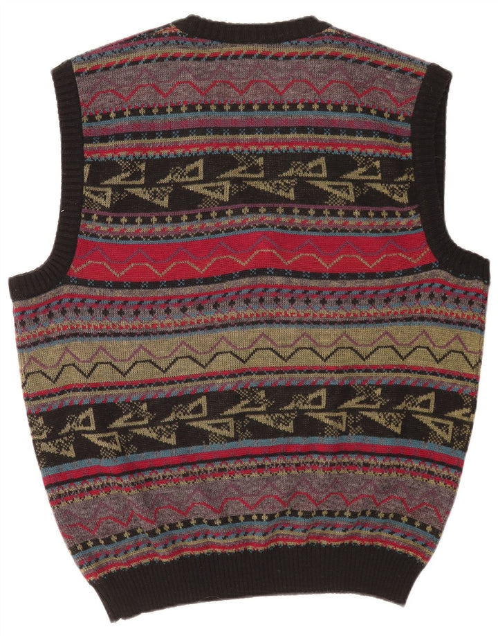 Vintage Herren Weste Tank Top Großes mehrfarbiges geometrisches Acryl