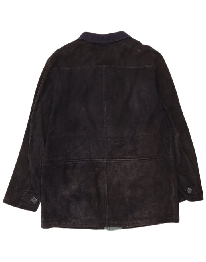 Vintage Herren Wildlederjacke IT 50 Großes marineblaues Leder
