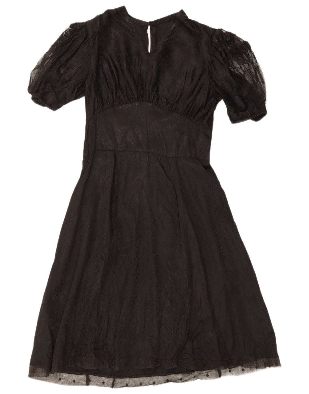 Vintage Damen Maxikleid UK 12 Medium Schwarz geblümt