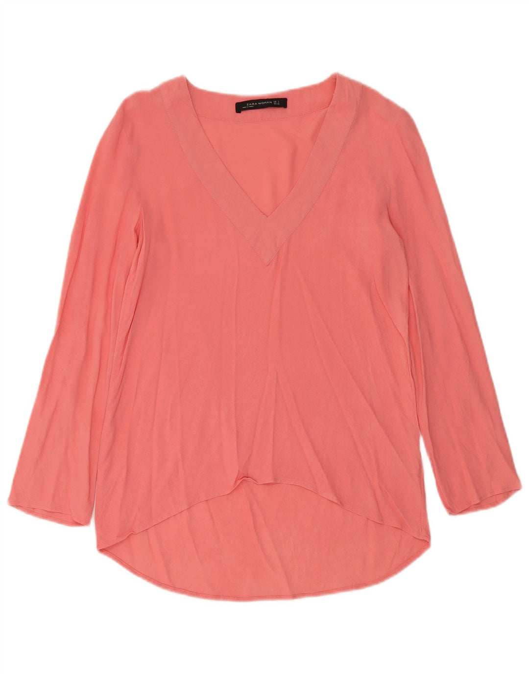 Zara Damen Langarm-Tunika-Oberteil UK 10 Small Rosa Viskose