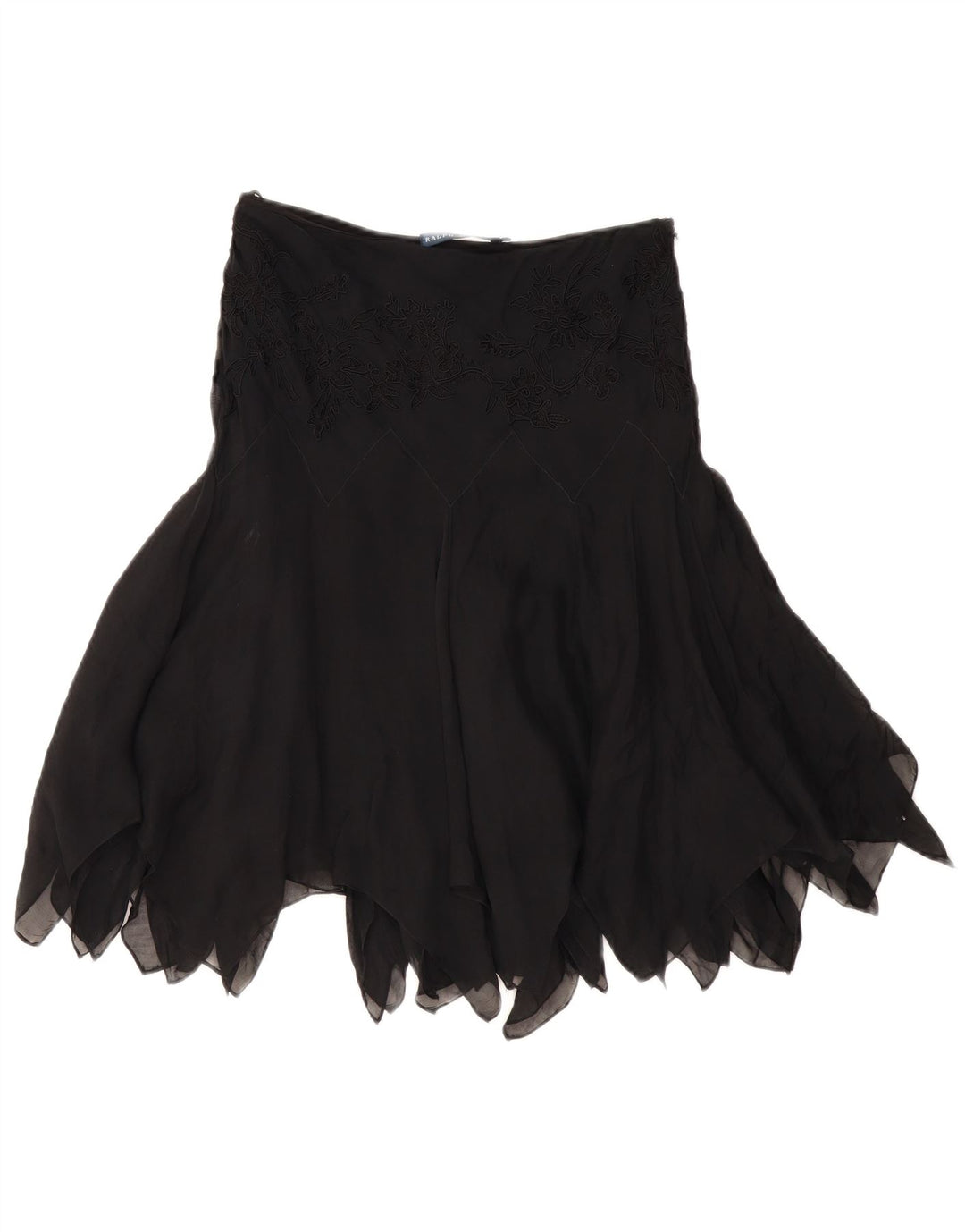 RALPH LAUREN Damen Asymmetrischer Rock US 6 Medium W28 Schwarze Seide