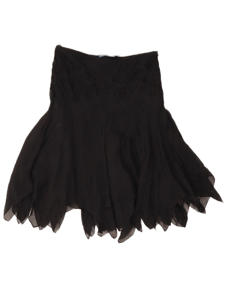 RALPH LAUREN Damen Asymmetrischer Rock US 6 Medium W28 Schwarze Seide