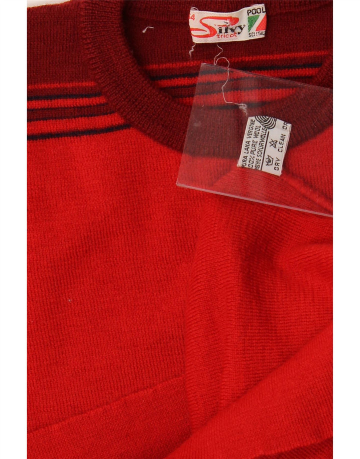 SILVY Damen Pullover mit Rundhalsausschnitt IT 54 3XL Rot gestreifte Schurwolle