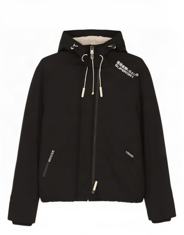 Superdry Herren Windcheater Kapuzen-Windbreakerjacke UK 40 Large Schwarz Nylon