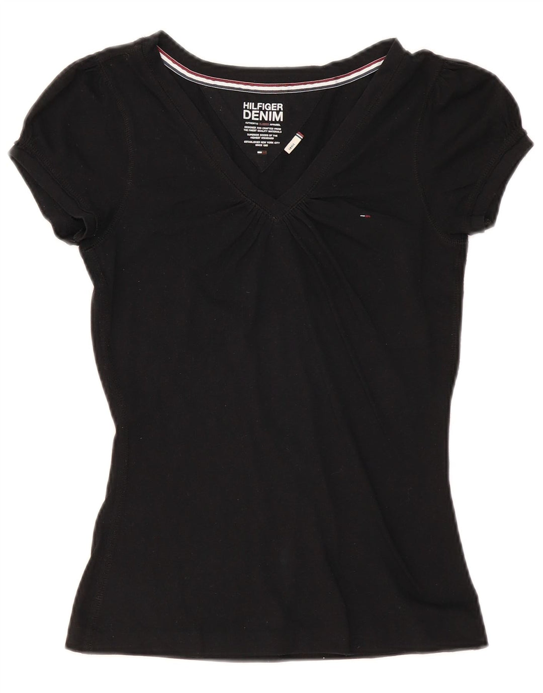 TOMMY HILFIGER Womens T-Shirt Top UK 10 Small Black Vintage Tommy Hilfiger and Second-Hand Tommy Hilfiger from Messina Hembry 