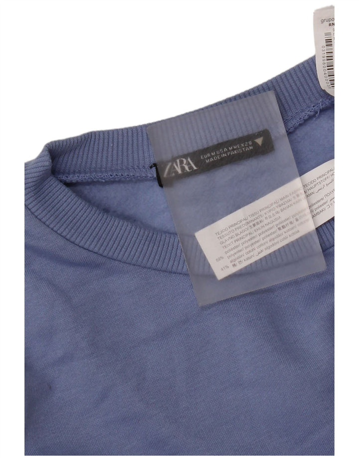 Zara Damen-Sweatshirt-Pullover UK 14 Mittelblaues Polyester