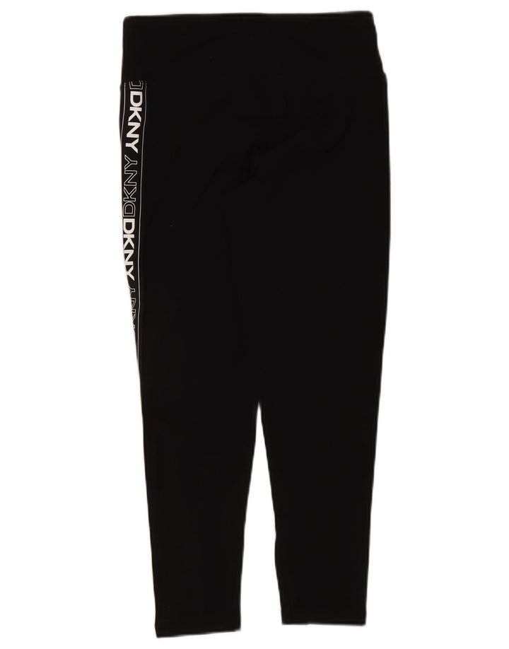 Dkny Womens Graphic Crop Leggings UK 12 Mittelschwarze Baumwolle