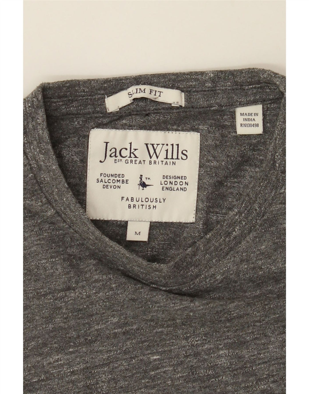 JACK WILLS Mens Slim Fit T-Shirt Top Medium Grey Cotton Vintage Jack Wills and Second-Hand Jack Wills from Messina Hembry 