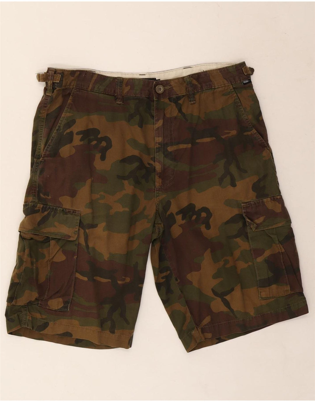 VANS Herren Cargoshorts W32 Medium Khaki Camouflage Baumwolle