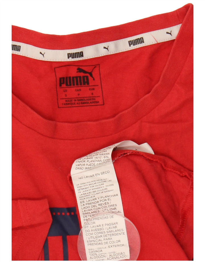 Puma Herren Grafik T-Shirt Top Small Rot Baumwolle