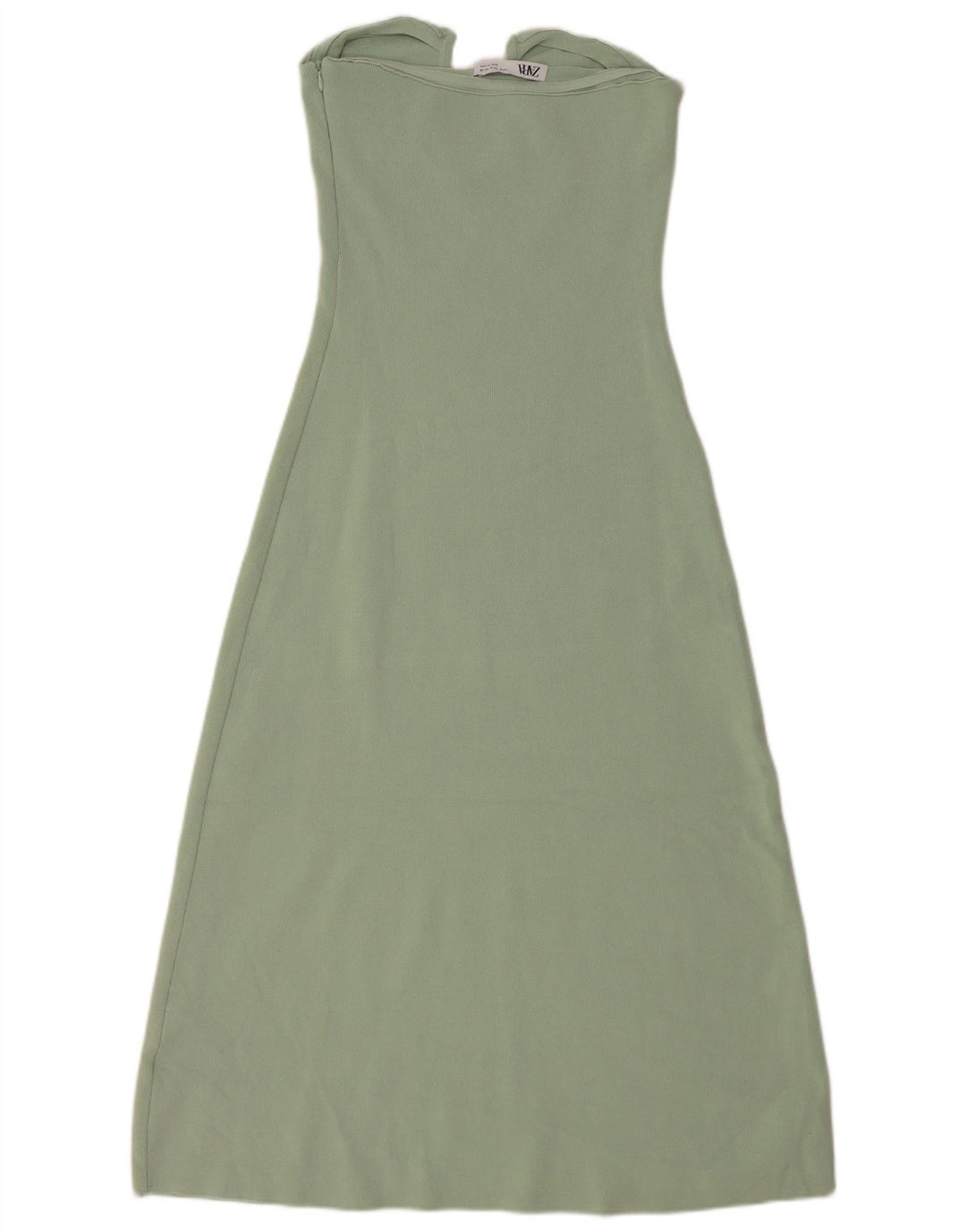 Zara Damen Trägerloses Kleid UK 12 Mittelgrüne Viskose